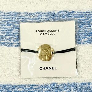 CHANEL Gold Camellia Gold Black Chain Rope Bracelet